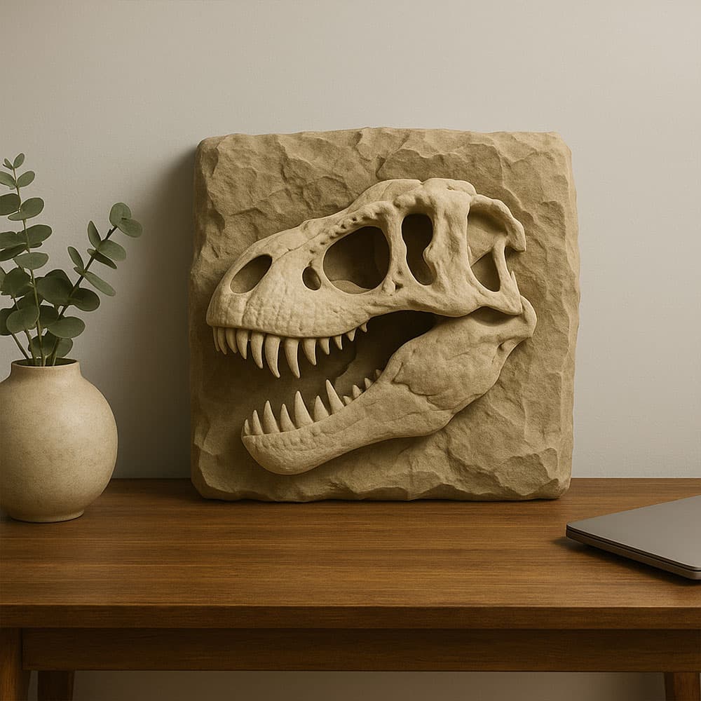 T-Rex Kafatası Fosil Dekoru
