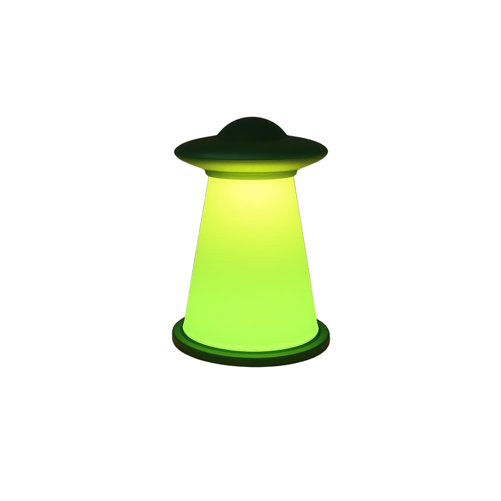 Yeşil Işıklı Modern UFO Tasarımlı Masa Lambası
